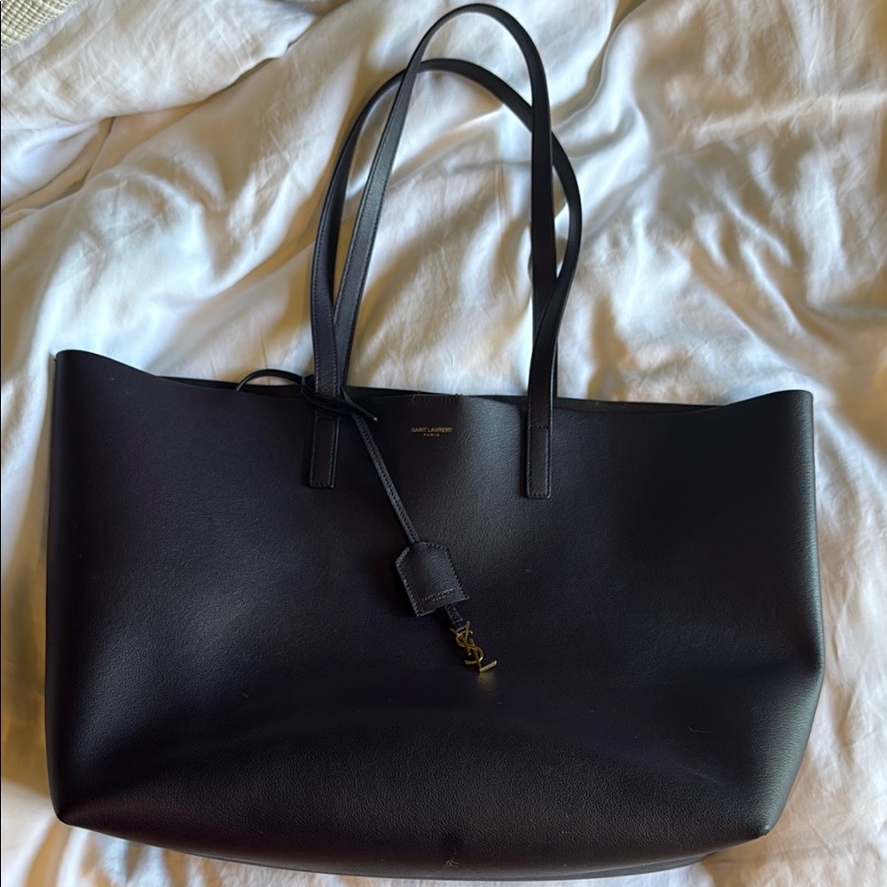 Saint Laurent Black Leather Tote Minimalist Design